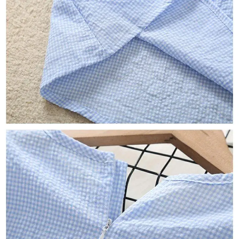 Girls Dress Blue Gingham Summer 2024 Medium Large — feature 6