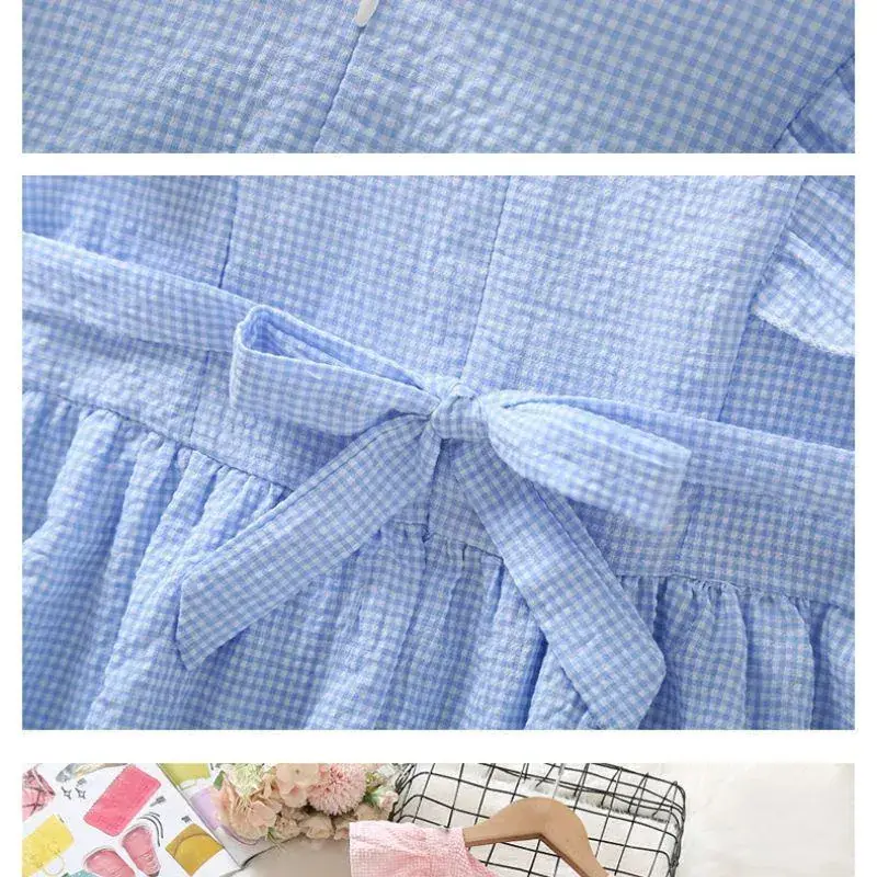 Girls Dress Blue Gingham Summer 2024 Medium Large — feature 7
