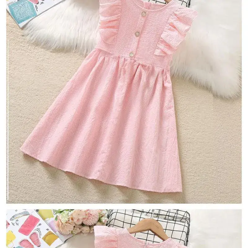 Girls Dress Blue Gingham Summer 2024 Medium Large — feature 8