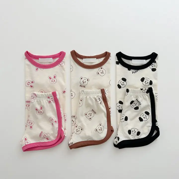 Baby Cotton Shorts Set Pink Bow Print - Image 4