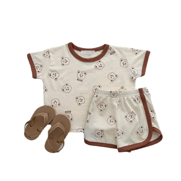 Baby Cotton Shorts Set Pink Bow Print - Image 8