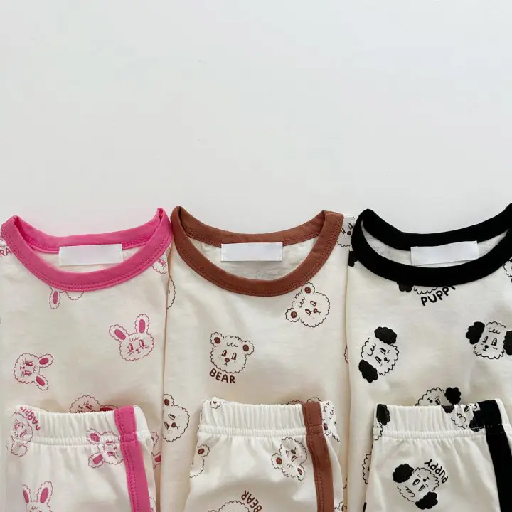 Baby Cotton Shorts Set Pink Bow Print — feature 13
