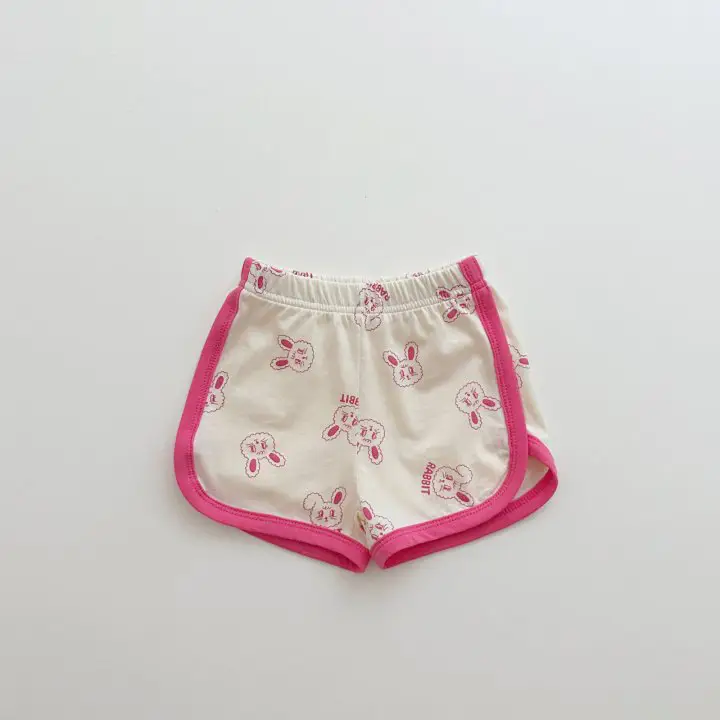 Baby Cotton Shorts Set Pink Bow Print — feature 5