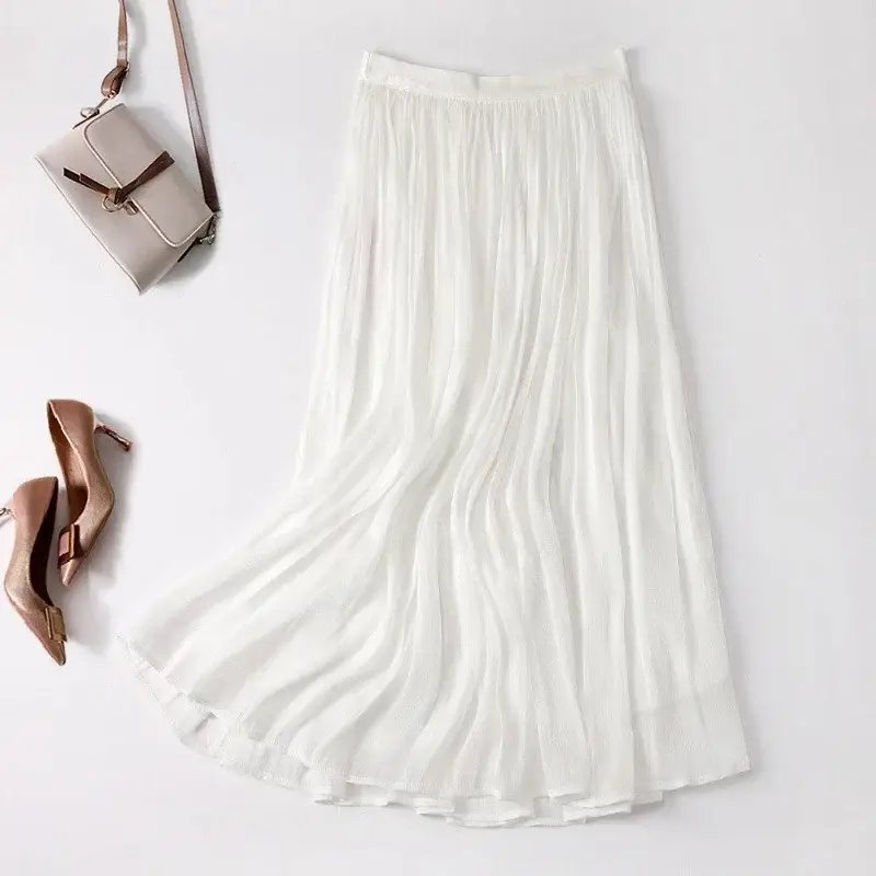 White A-Line Skirt Women Summer Large Size - Image 3