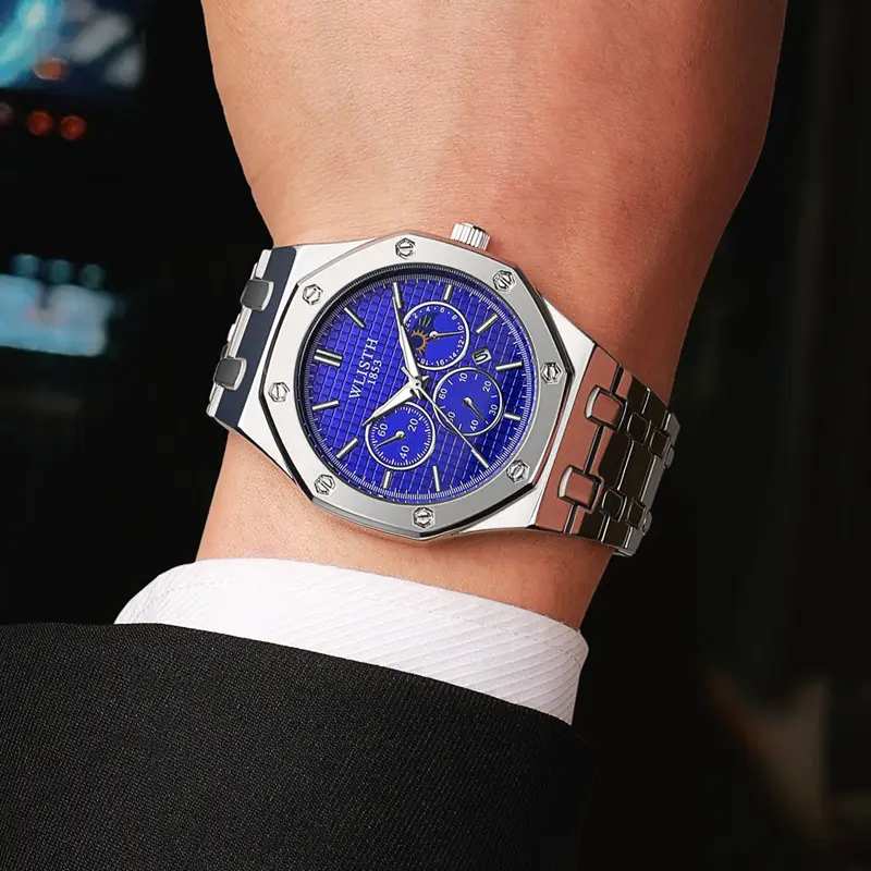 Men's Waterproof Luminous Blue Chronograph Watch - Image 10