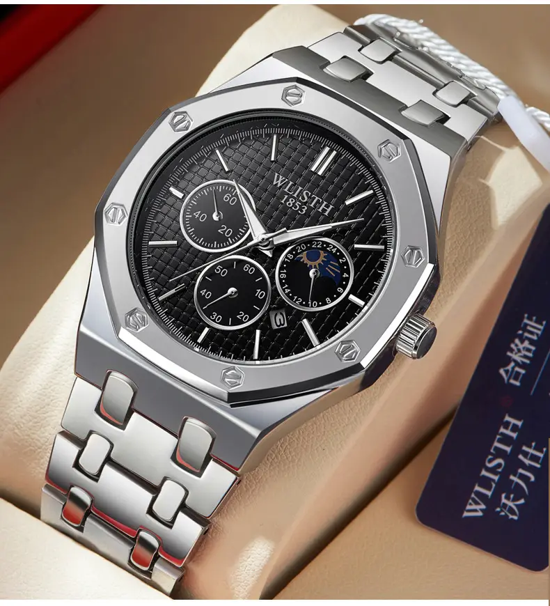 Men's Waterproof Luminous Blue Chronograph Watch — feature 17