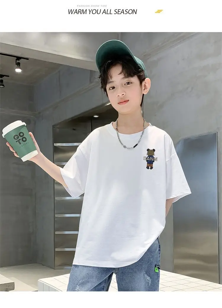 Boys Cotton Cartoon T-Shirt Green Mid Big — feature 10