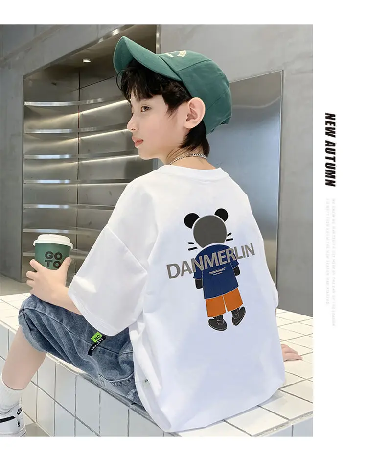 Boys Cotton Cartoon T-Shirt Green Mid Big — feature 11
