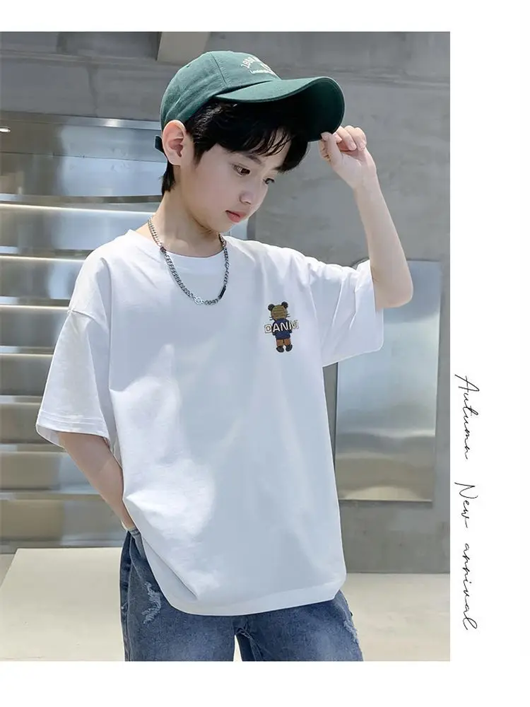 Boys Cotton Cartoon T-Shirt Green Mid Big — feature 13