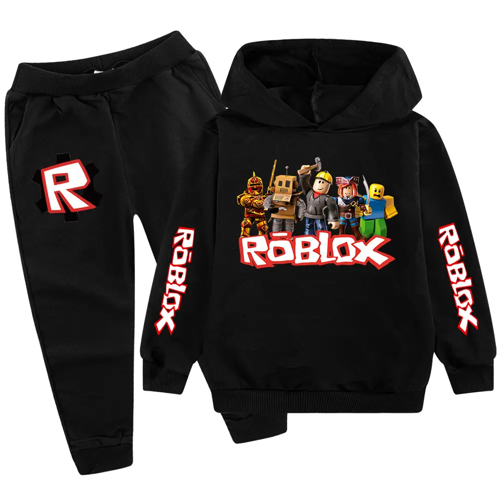 Kids Roblox Hoodie Sweatpants Set Red Black XL - Image 14