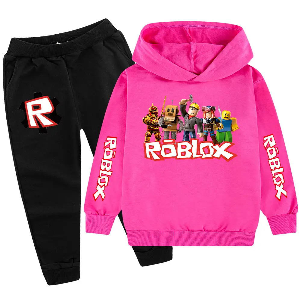 Kids Roblox Hoodie Sweatpants Set Red Black XL - Image 11