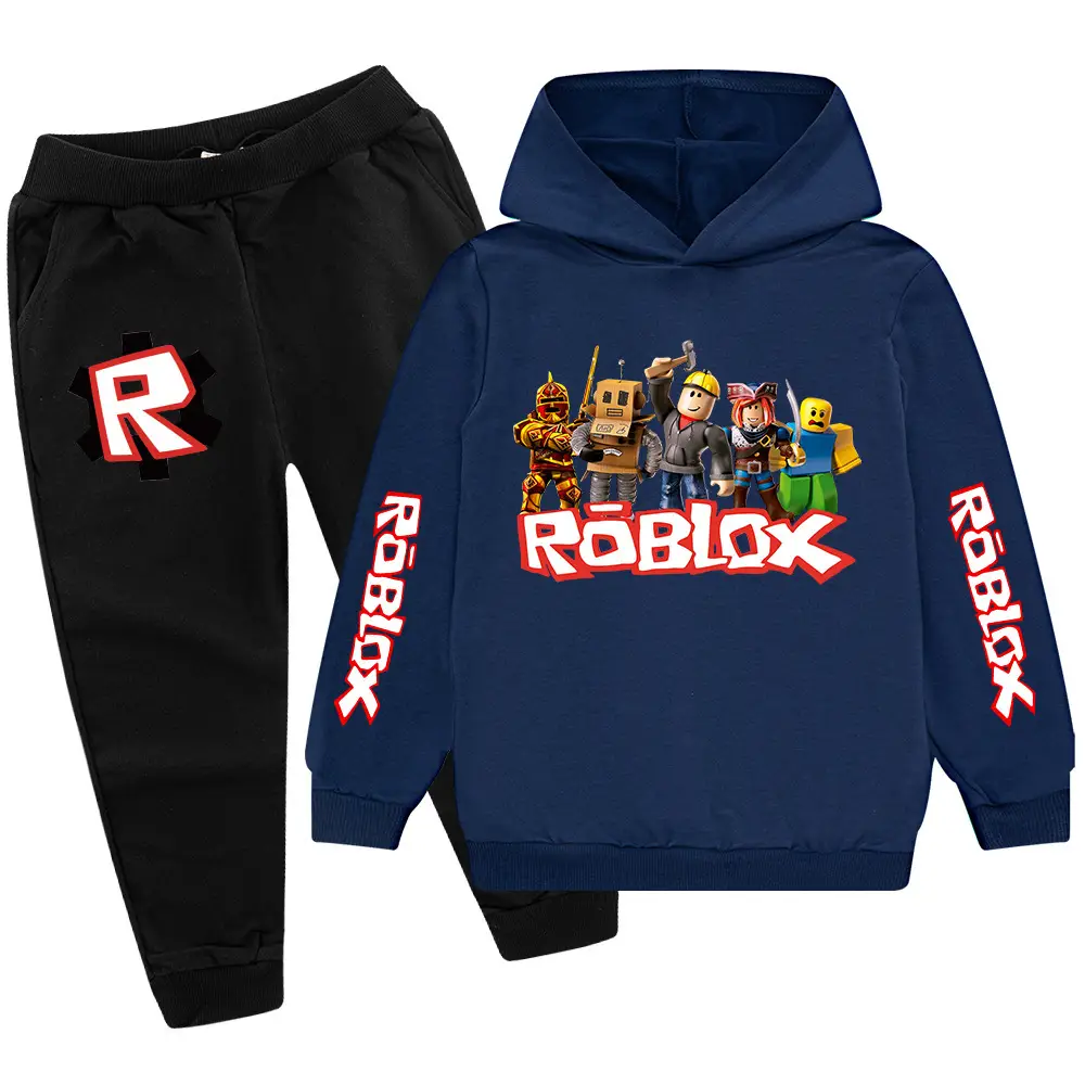 Kids Roblox Hoodie Sweatpants Set Red Black XL - Image 4