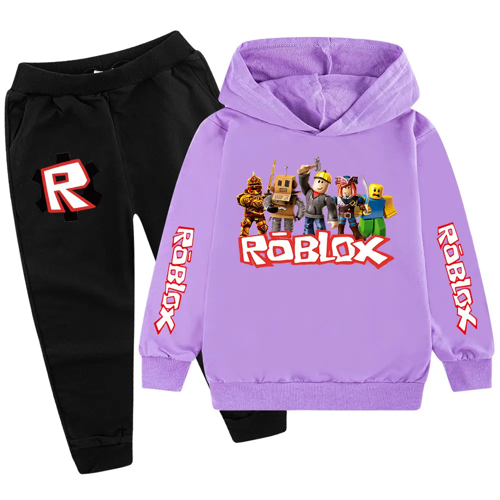 Kids Roblox Hoodie Sweatpants Set Red Black XL - Image 6