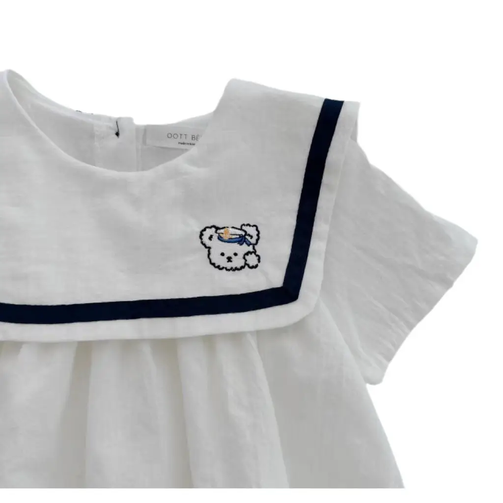 Baby Short Sleeve Navy Blue Top with White Shoes