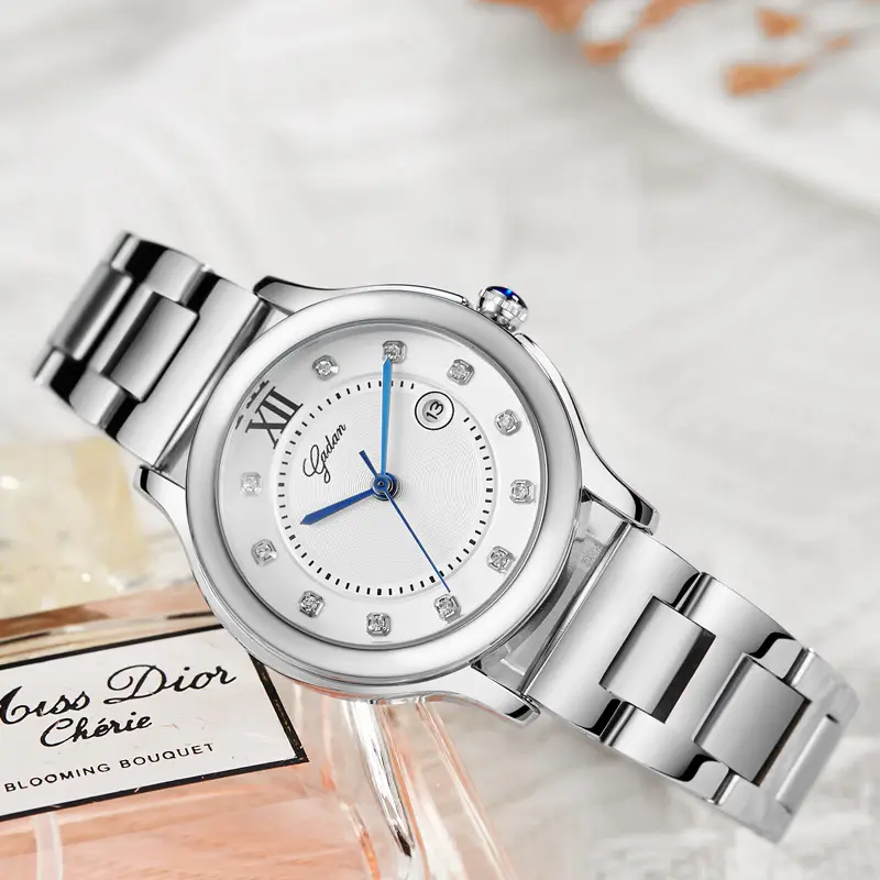 Diamond Encrusted Women's Quartz Watch Silver - Image 3