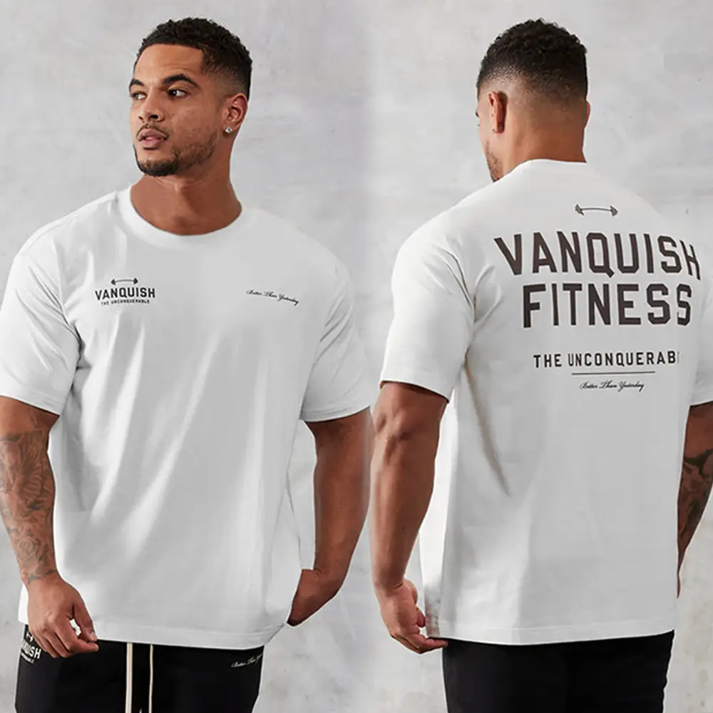 Men Cotton Round Neck T-Shirt White Casual Running Sport - Image 2