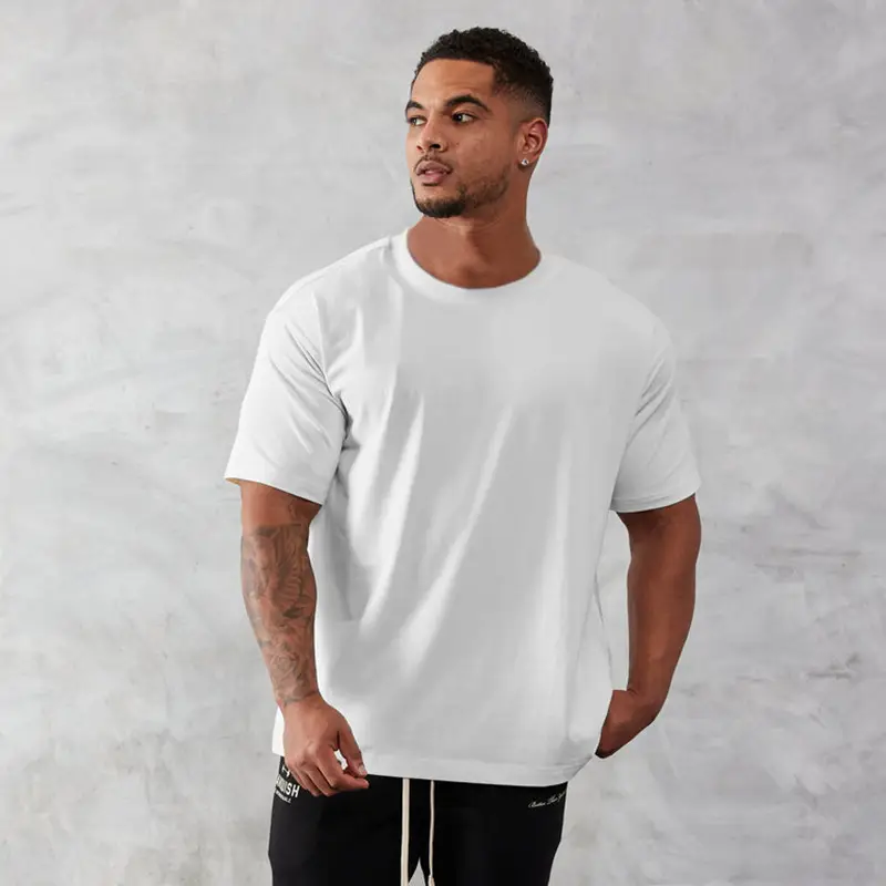 Men Cotton Round Neck T-Shirt White Casual Running Sport - Image 4