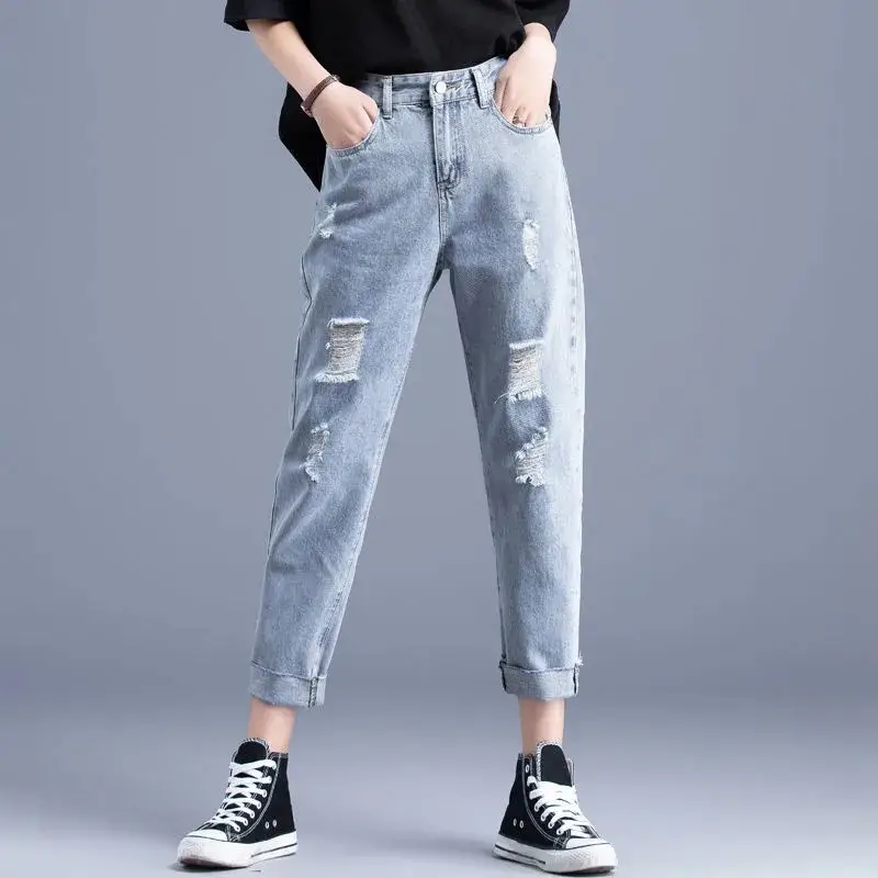 White Ripped Cropped Women's Harem Pants 2025 - Image 2