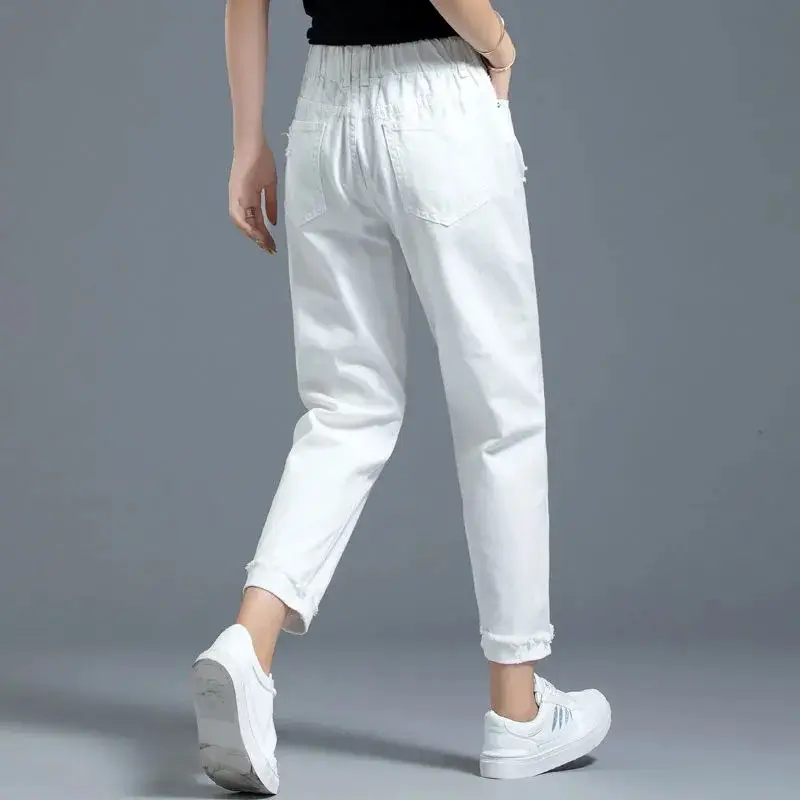 White Ripped Cropped Women's Harem Pants 2025 - Image 4