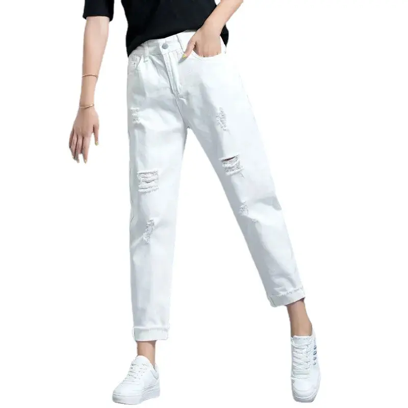 White Ripped Cropped Women's Harem Pants 2025 - Image 6