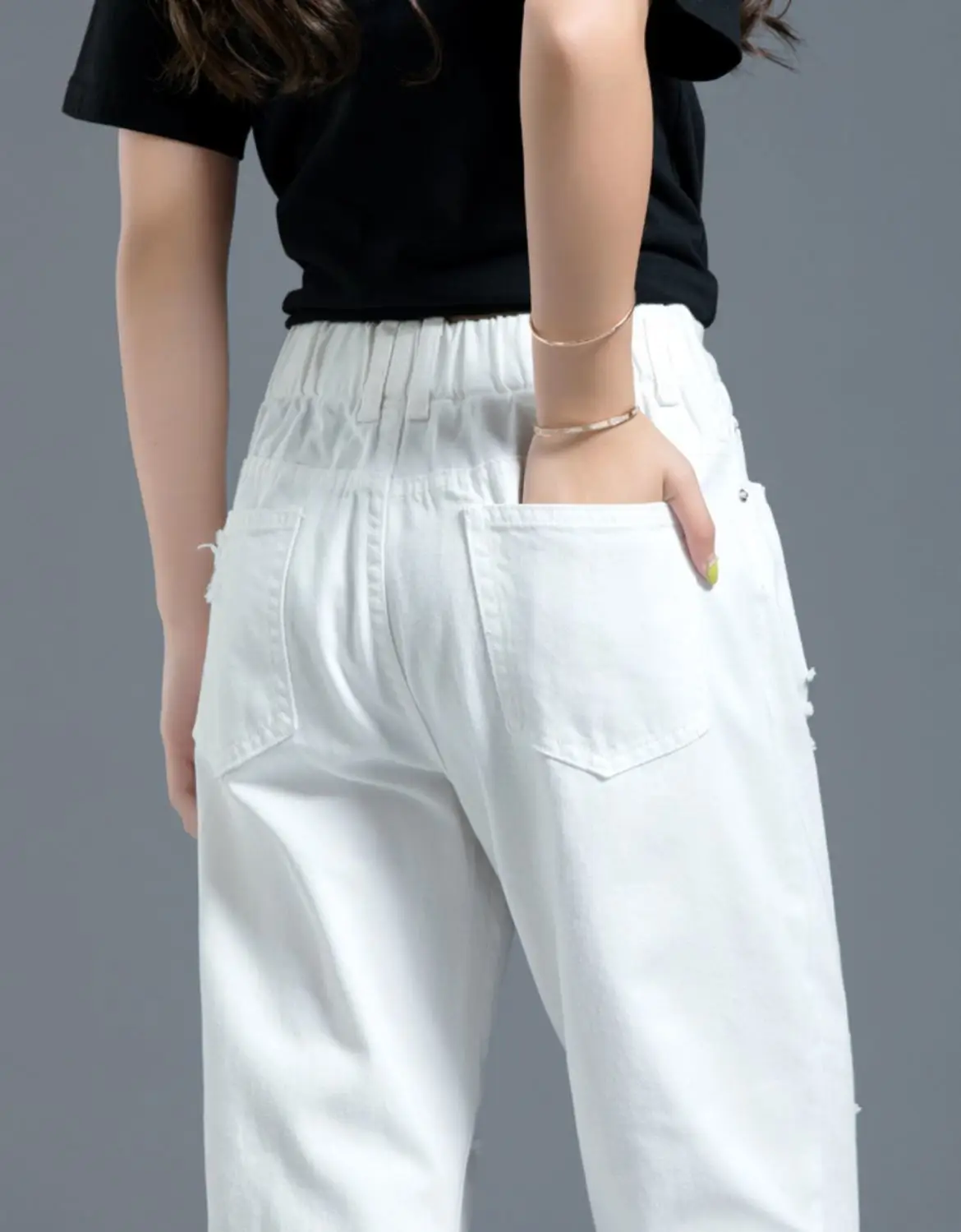 White Ripped Cropped Women's Harem Pants 2025 — feature 12