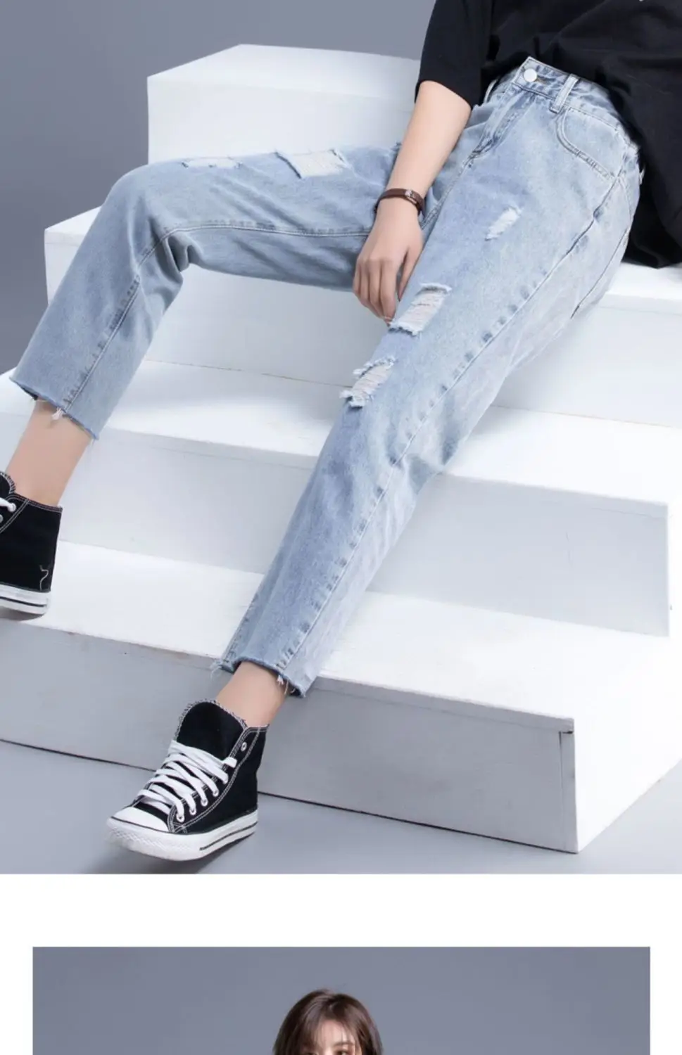 White Ripped Cropped Women's Harem Pants 2025 — feature 14