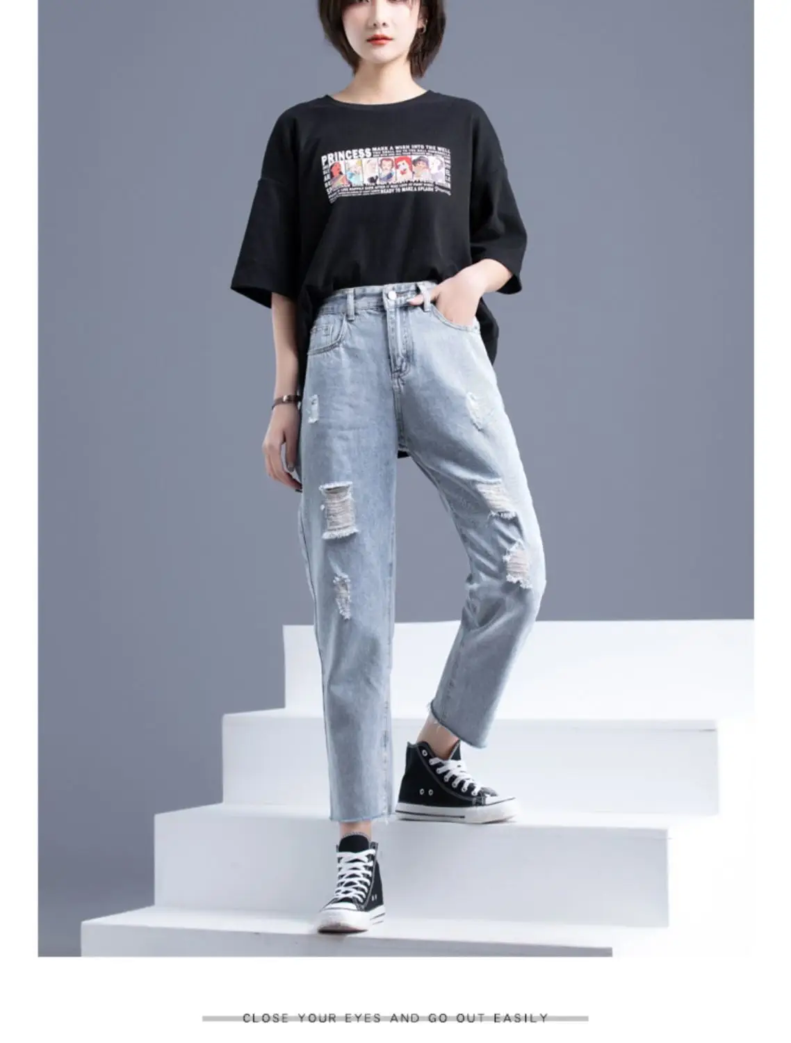 White Ripped Cropped Women's Harem Pants 2025 — feature 15