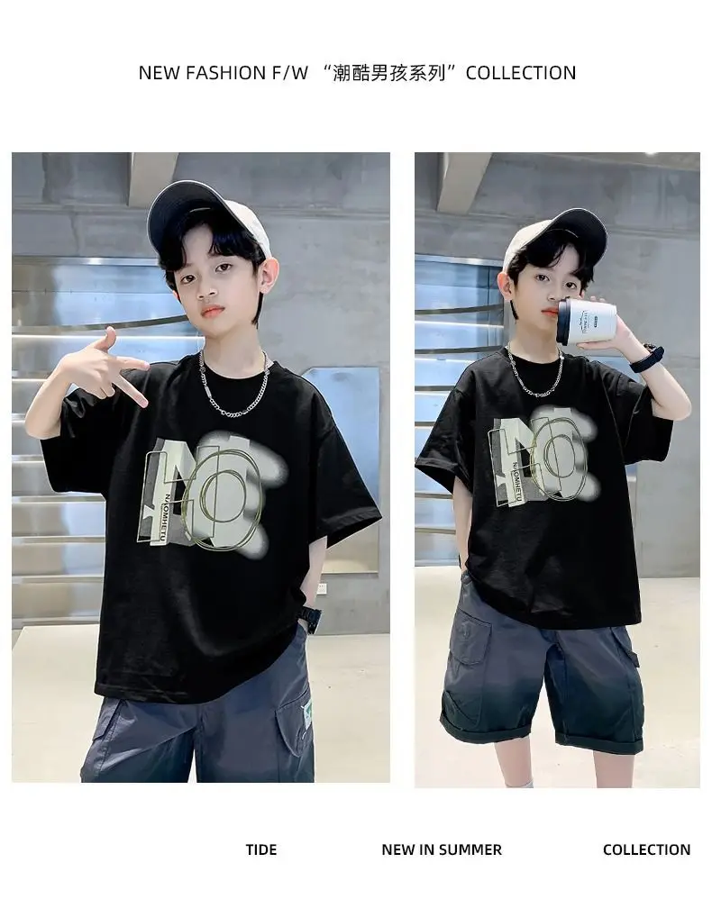 Boys Cotton Printed T-Shirt Black Mid Large — feature 11