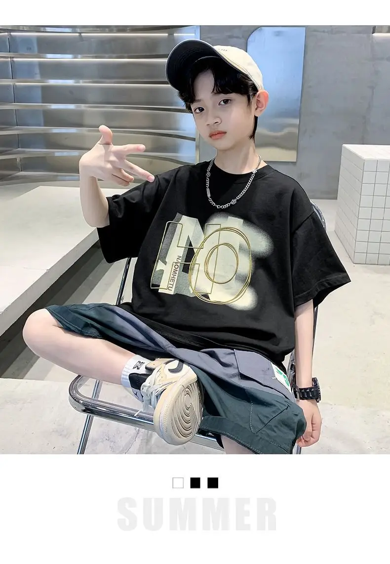 Boys Cotton Printed T-Shirt Black Mid Large — feature 14