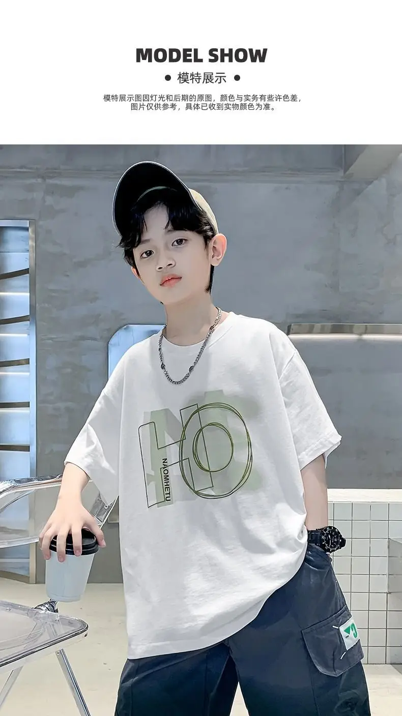 Boys Cotton Printed T-Shirt Black Mid Large — feature 5