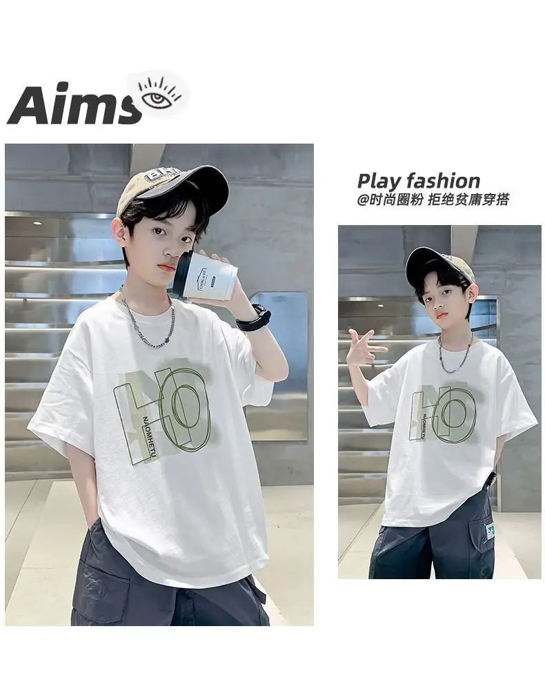 Boys Cotton Printed T-Shirt Black Mid Large — feature 8