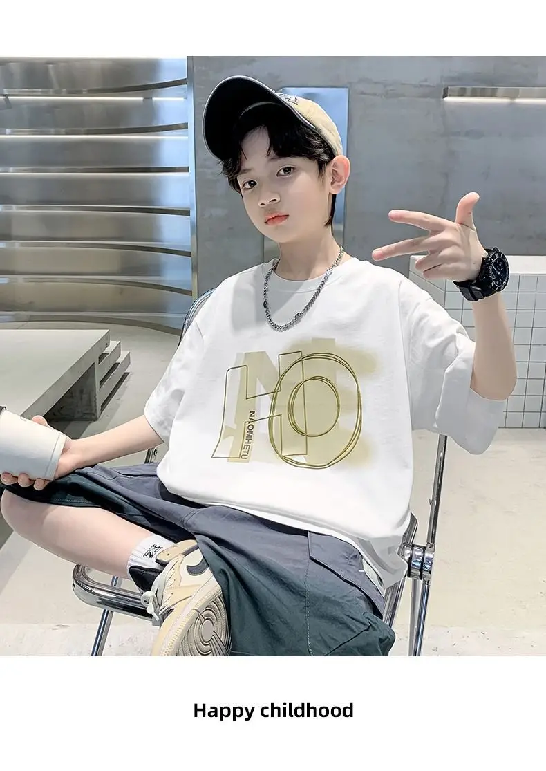 Boys Cotton Printed T-Shirt Black Mid Large — feature 9