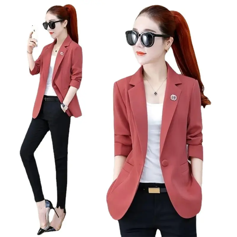 Women's 2025 Summer Thin Collar Suit Jacket Yellow Black - Image 6