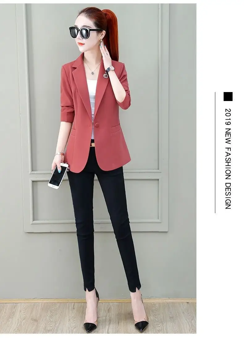 Women's 2025 Summer Thin Collar Suit Jacket Yellow Black — feature 10