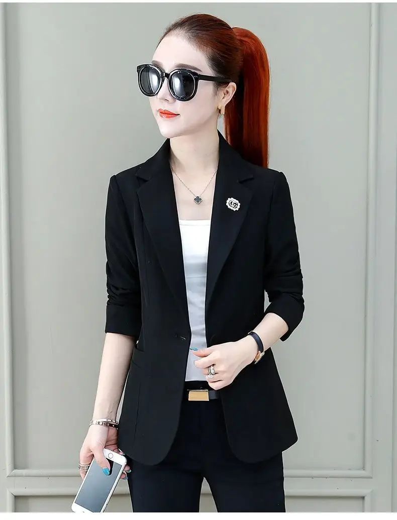 Women's 2025 Summer Thin Collar Suit Jacket Yellow Black — feature 11