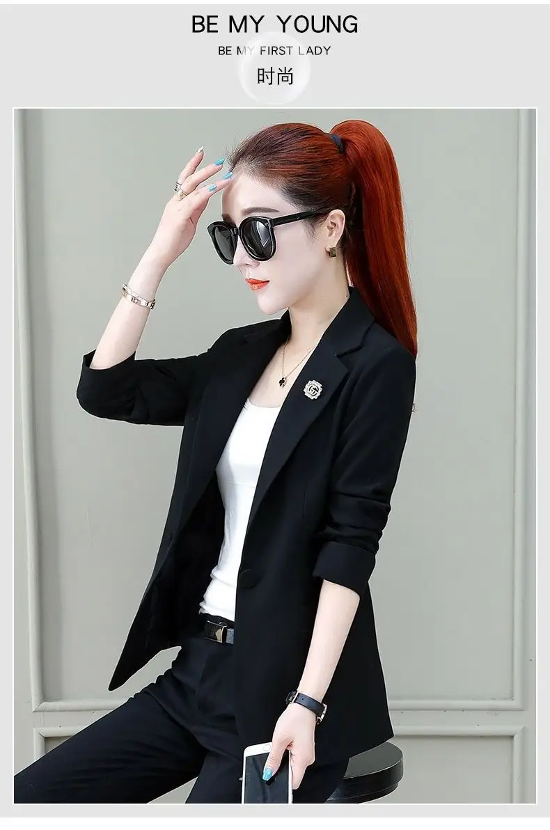 Women's 2025 Summer Thin Collar Suit Jacket Yellow Black — feature 12