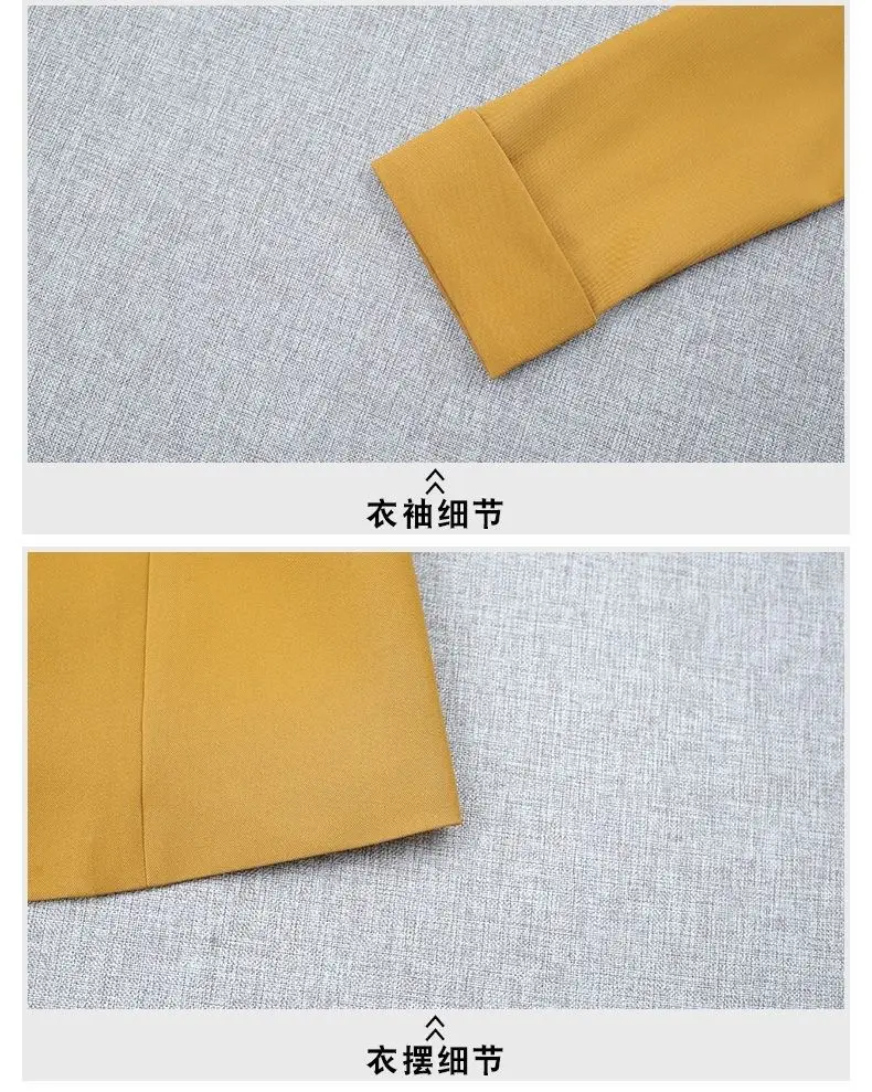 Women's 2025 Summer Thin Collar Suit Jacket Yellow Black — feature 19