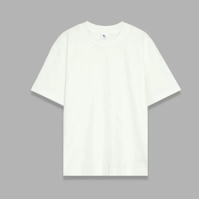 Men White Cotton T-Shirt Wide Neck Loose Fit - Image 5