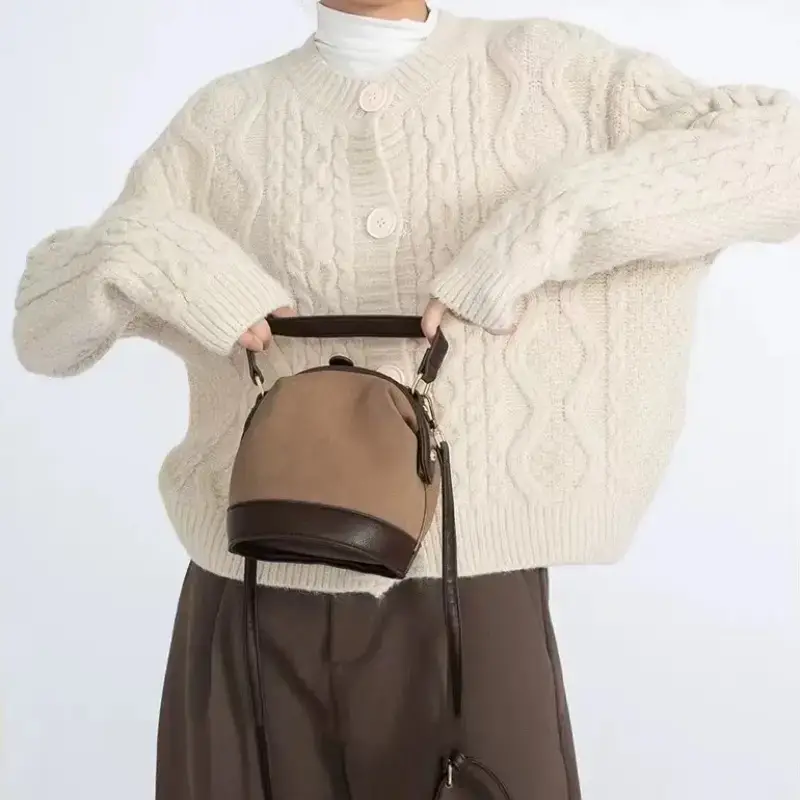 Women Korean Style Knitted Cardigan Jacket Beige - Image 11
