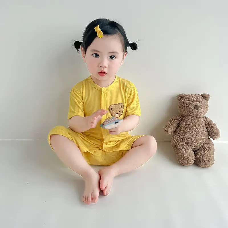 Baby Boneless Jumpsuit Yellow Short Sleeve Newborn - Image 2