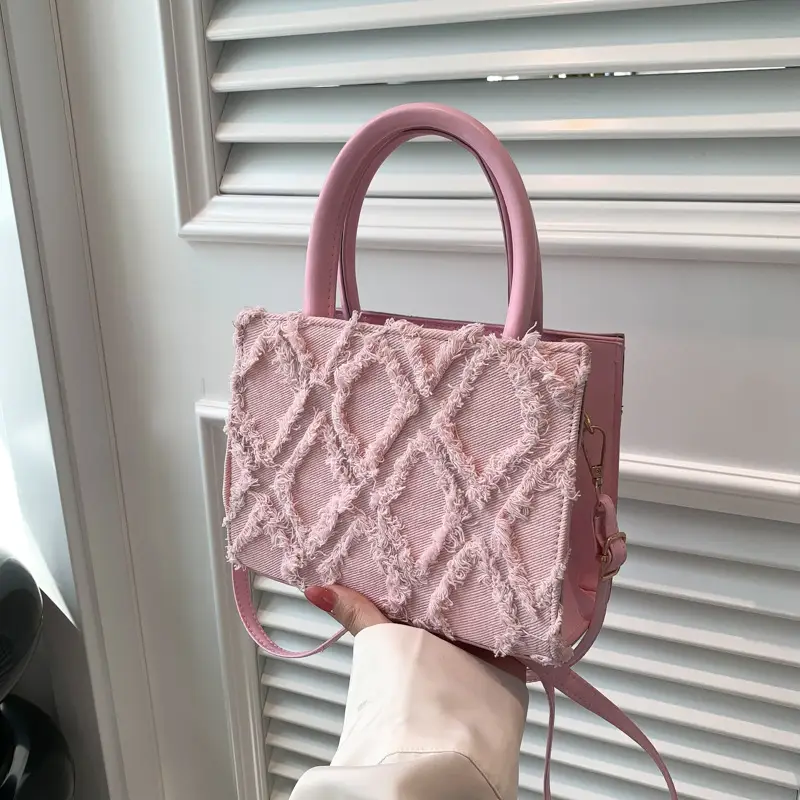 Pink Textured Shoulder Crossbody Bag for Women - Image 5