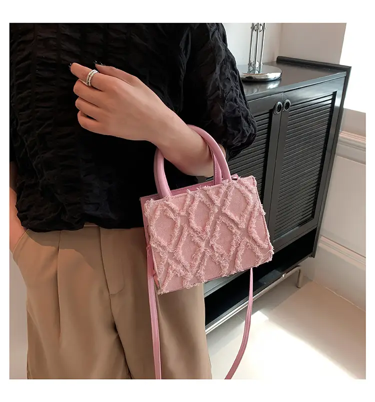 Pink Textured Shoulder Crossbody Bag for Women — feature 9