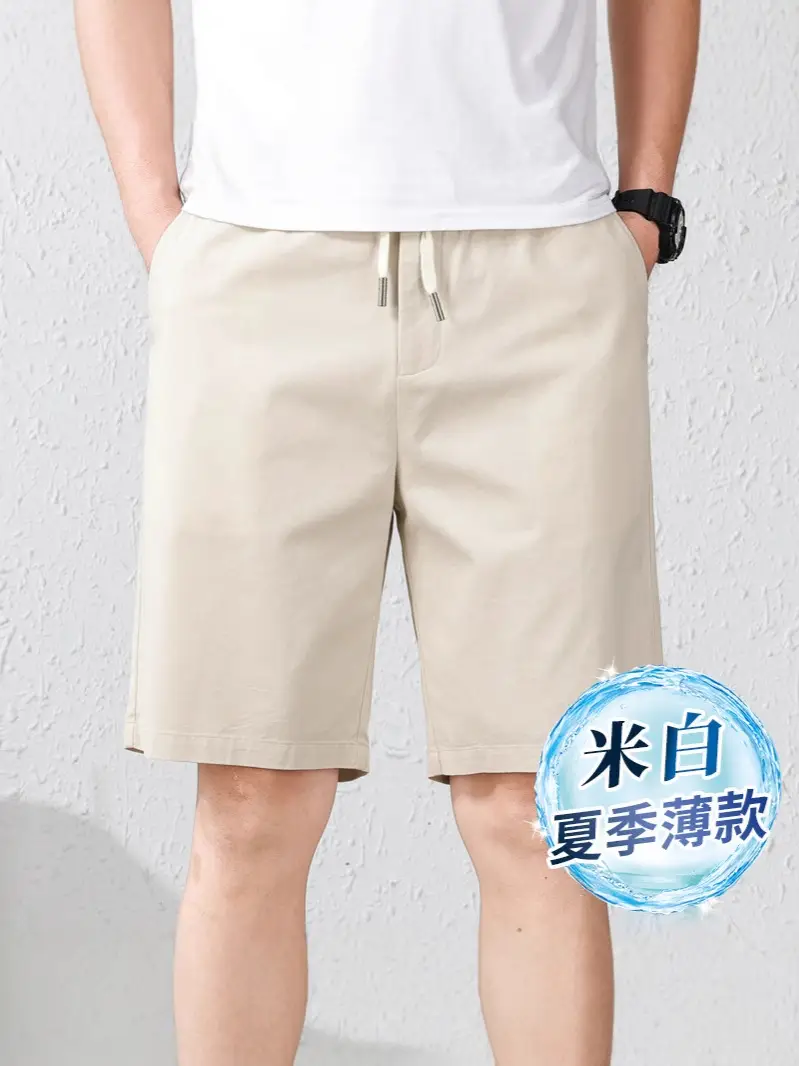 Men Black Summer Thin Cotton Shorts Elastic Waist - Image 7