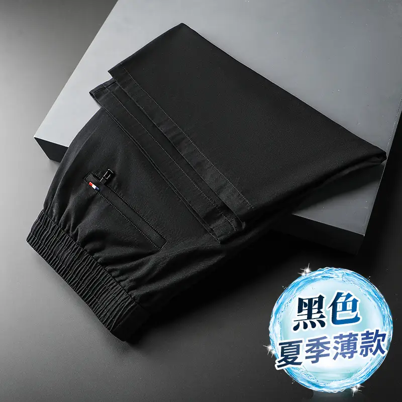 Men Black Summer Thin Cotton Shorts Elastic Waist - Image 2