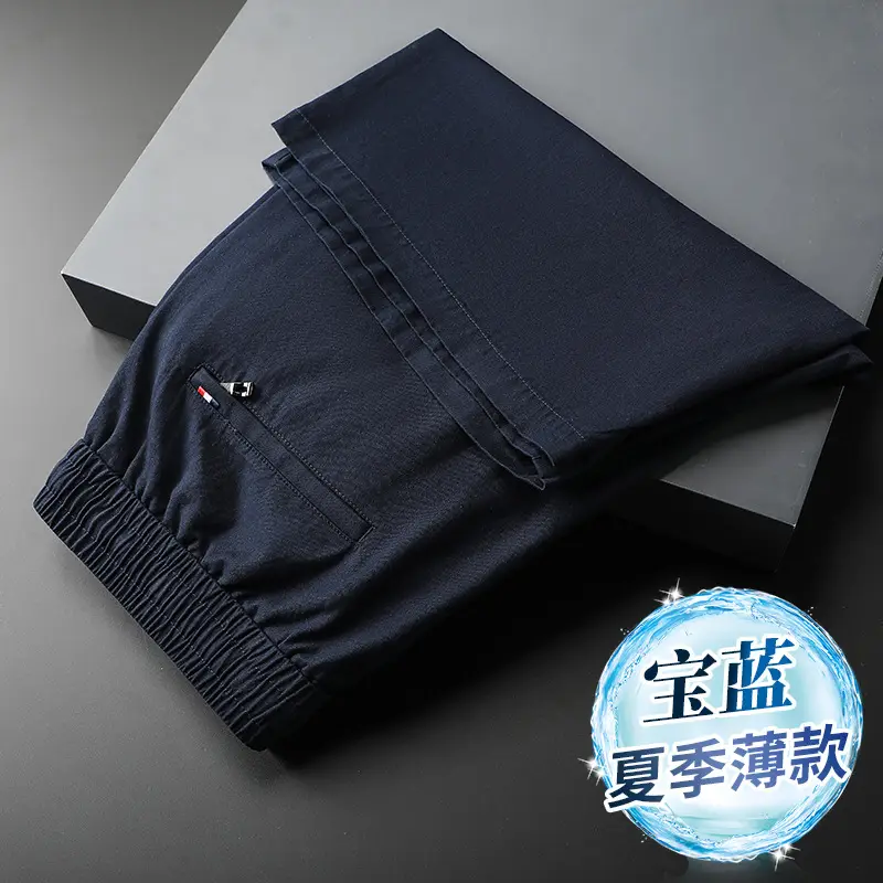 Men Black Summer Thin Cotton Shorts Elastic Waist - Image 3