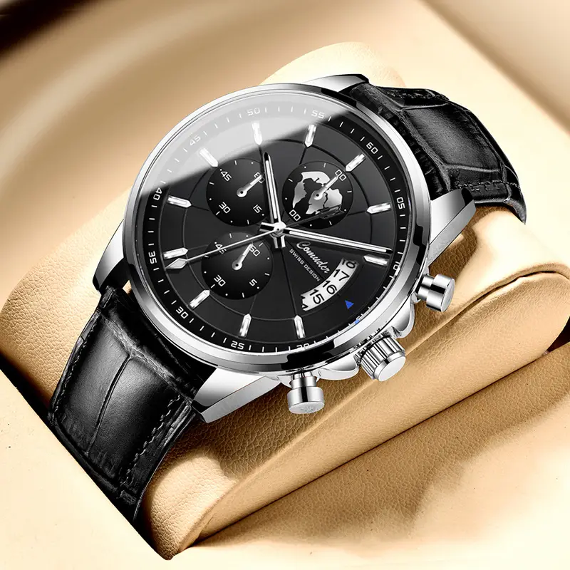 Men's Rose Gold Luxury Watch with Calendar & Luminous Dial