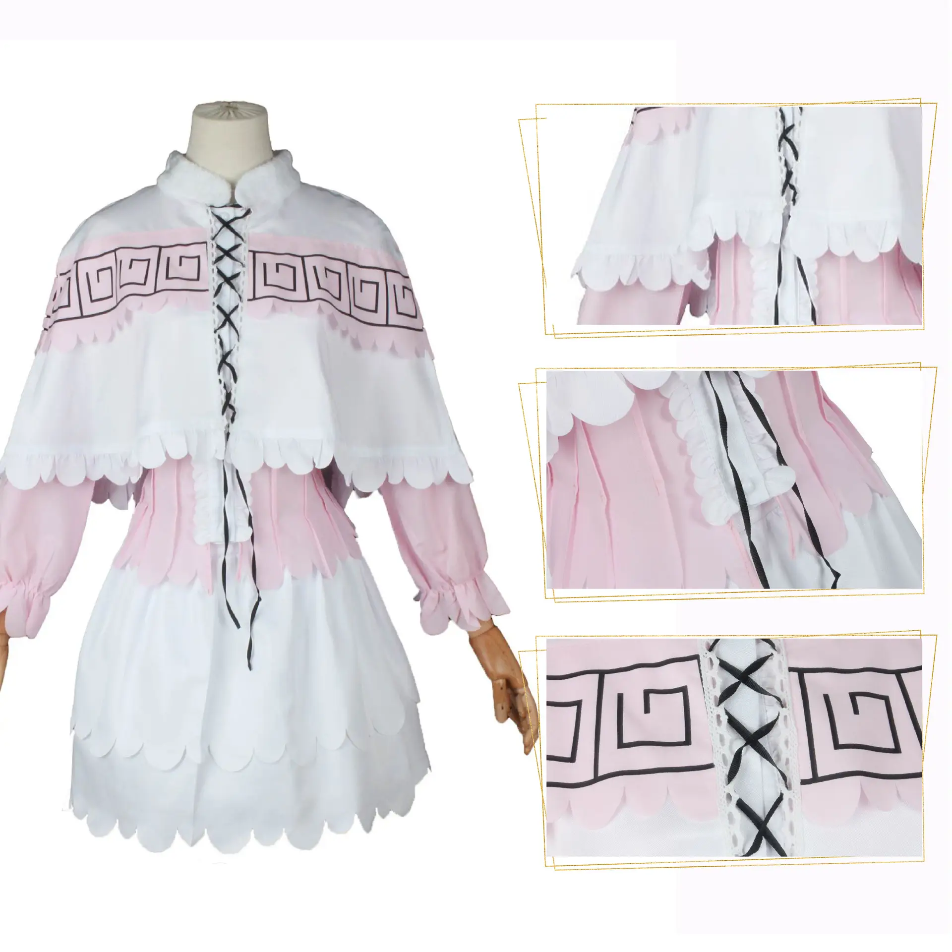 Xiaolin Dragon Maid Cosplay Dress Pink White Anime Female
