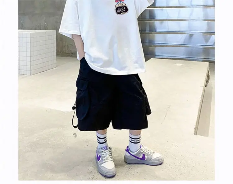 Boys Cotton Cartoon T-Shirt Black Summer Loose Fit — feature 14