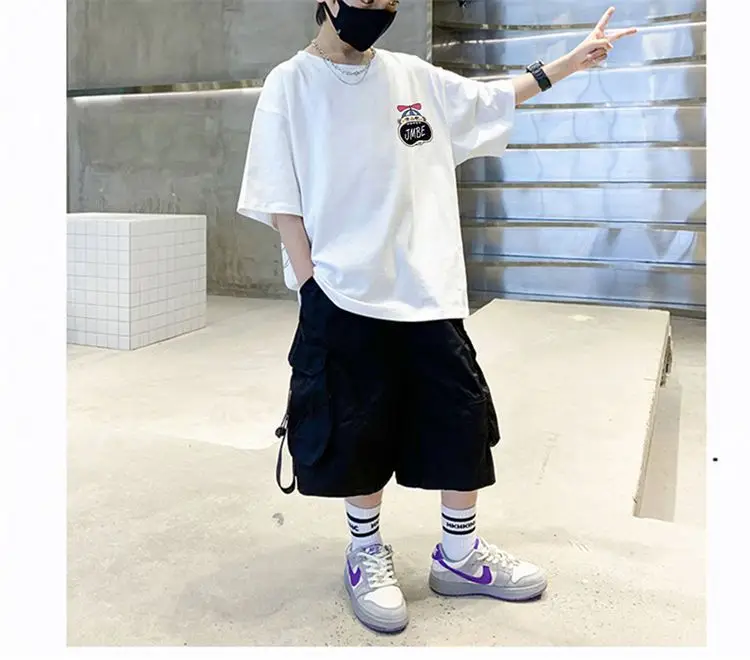 Boys Cotton Cartoon T-Shirt Black Summer Loose Fit — feature 19