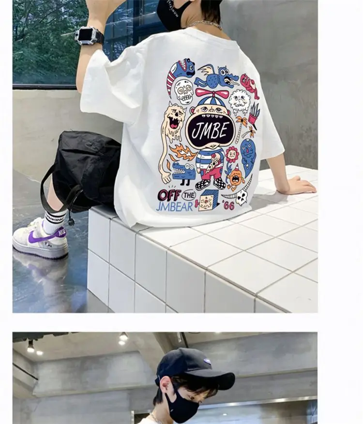 Boys Cotton Cartoon T-Shirt Black Summer Loose Fit — feature 21